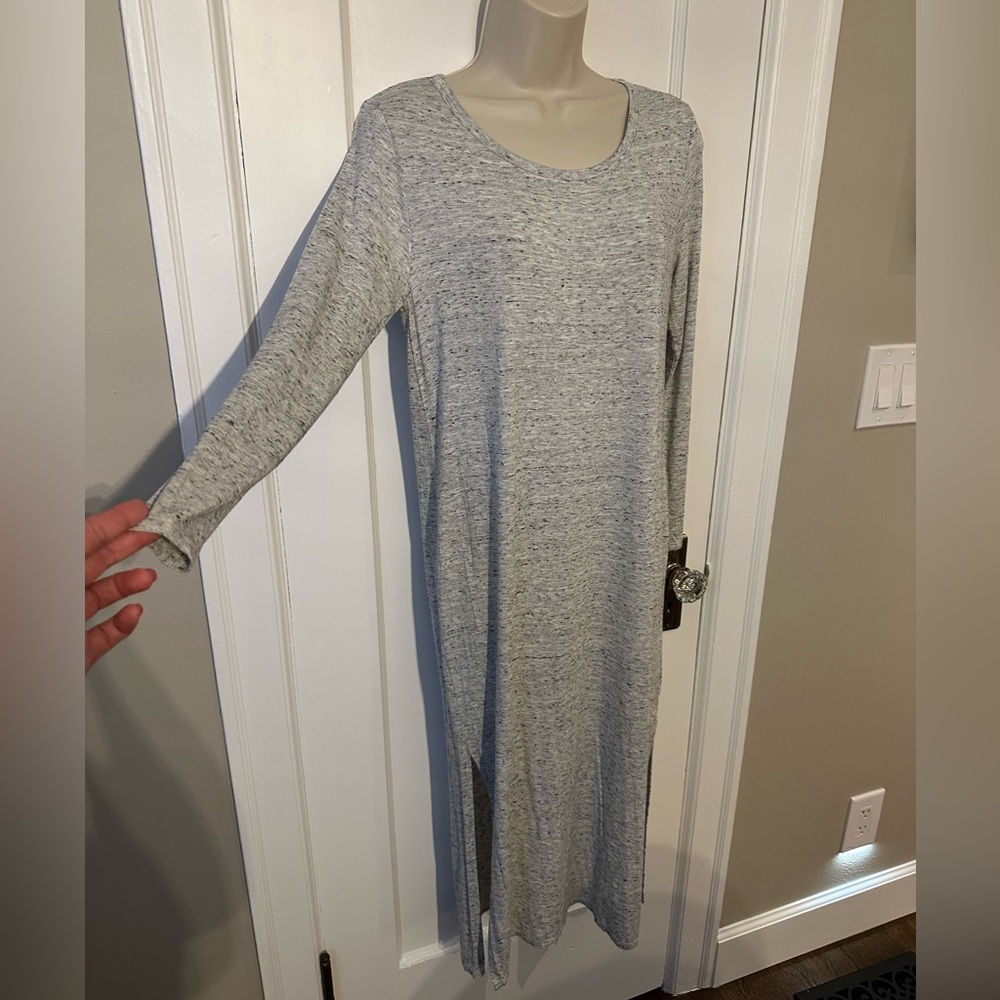 NEW WITHOUT TAGS Cloth & Stone Light Heather Grey Cotton Midi 3/4 Sleeve Dress